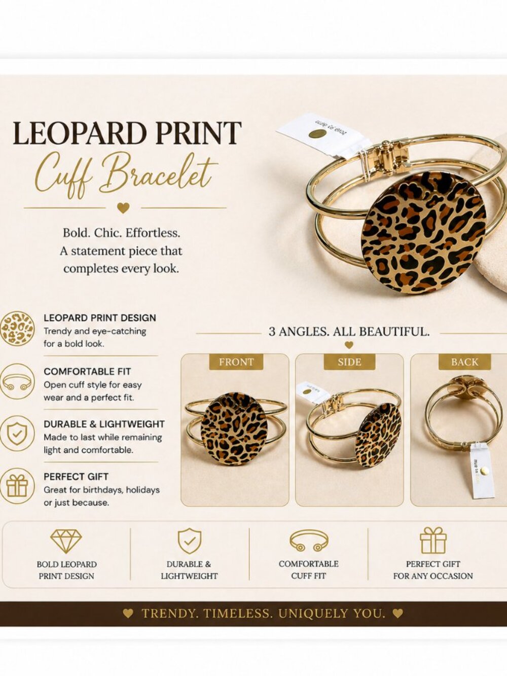 Leopard Print Cuff Bracelet